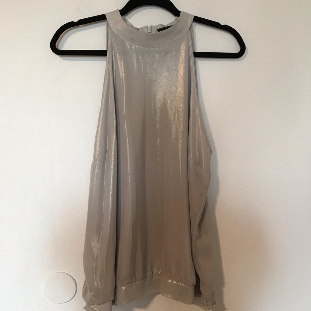 Worthington Shimmering Beige Sleeveless Blouse